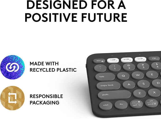 Logitech Pebble Keys 2 K380s Wireless Bluetooth Keyboard - Tonal Graphite