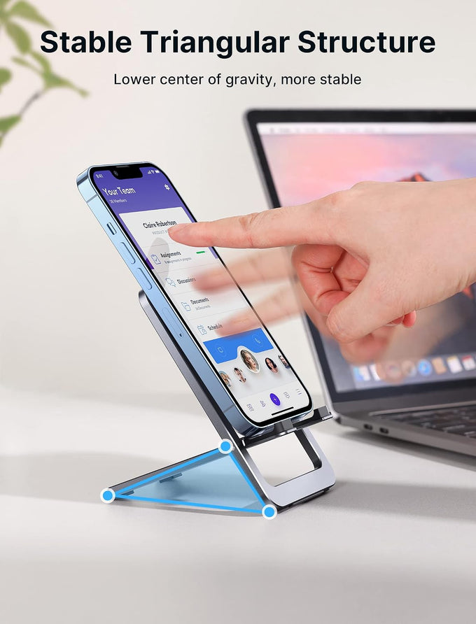 JSAUX Fold-Flat Cell Phone Stand, Adjustable Desk Holder-Gray