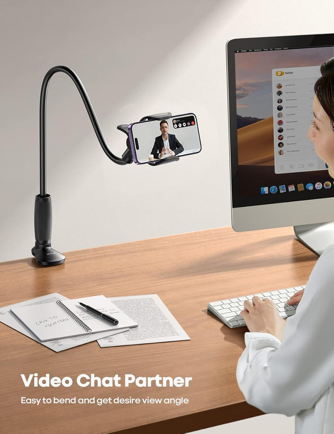 Lamicall Gooseneck Phone Holder for Bed, Stable Flexible Arm Stand for Desk