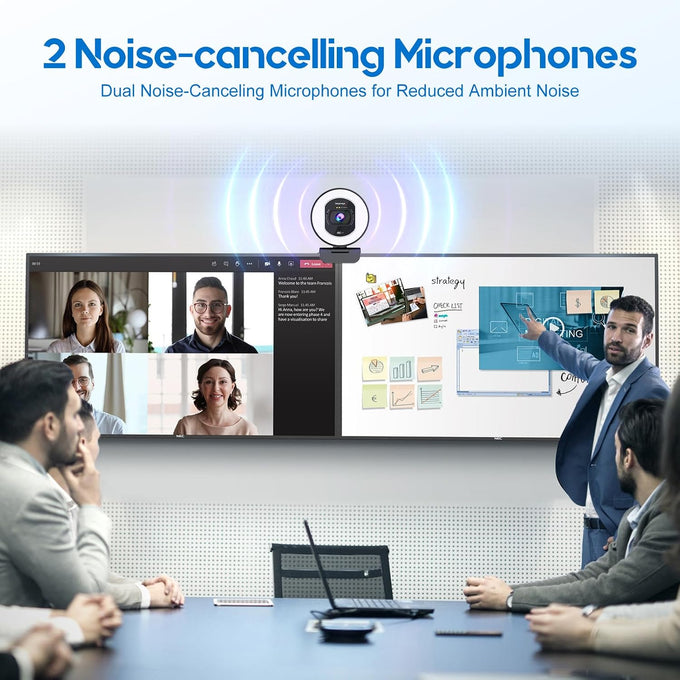 4K Webcam with Ring Light & Built-in Microphone for PC Streaming