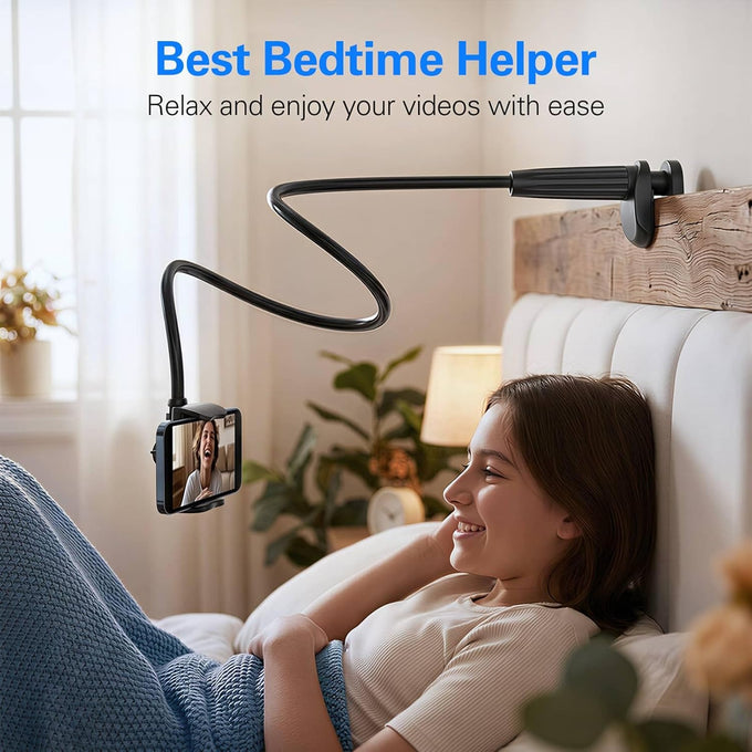 MAGIPEA Gooseneck Phone Holder for Bed, 30in Flexible Overhead Cell Phone Mount for Desk, Hands-Free Viewing Clamp Stand Compatible with iPhone 17 16 15 Pro Max and 3.5-7" Devices