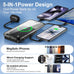 10000mAh Magnetic Wireless Power Bank, 5-in-1 Portable Charger with 2 Built-in Cables, 22.5W PD Fast Charging Magnetic Battery Pack for iPhone 17/16/15/14/13/12 and All Series，Black