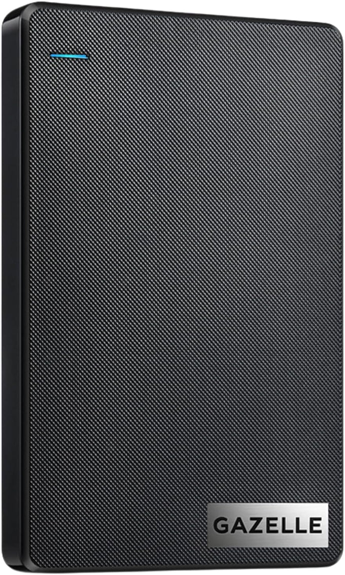 GAZELLE High-Speed 500GB Ultra Slim Portable External Hard Drive - 2-in-1 Type C & USB 3.0, Compatible with PC, Mac, Laptop, PS4, Xbox, iPad, Tablet, Mobile (Black) - 1 Year Warranty