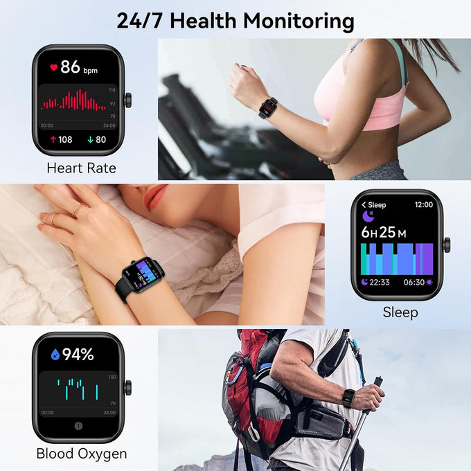 Smart Watch for Men Women with Alexa Built-in, Bluetooth Calling, 1.83'' HD Touch Screen Fitness Tracker with Heart Rate/Sleep Monitor, 120+ Sports Modes, IP68 Water-Resistant Watch for Android & iOS