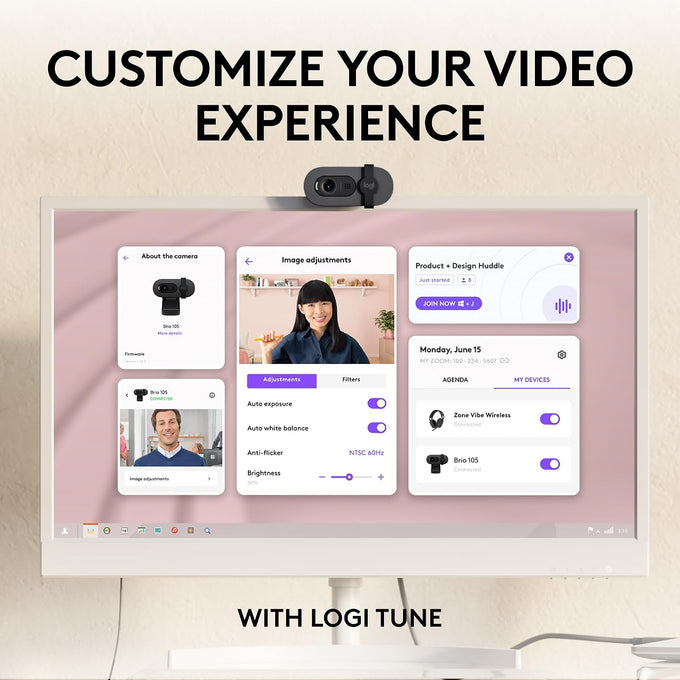 Logitech Brio 105 Full HD 1080p Business Webcam with Auto-Light Balance
