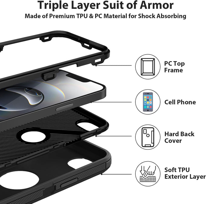 Jiunai for iPhone 16e Case 17e Cover Heavy Duty Shockproof Rugged Black