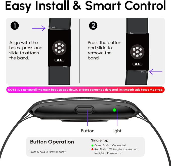 Screenless Fitness Smart Bracelet,24/7 Sleep & Health Tracker