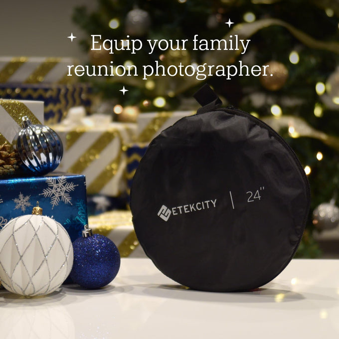 Etekcity 24" (60cm) 5-in-1 Photography Reflector, Multi-Disc Light Reflectors for Photography, Collapsible with Bag - Translucent, Silver, Gold, White and Black