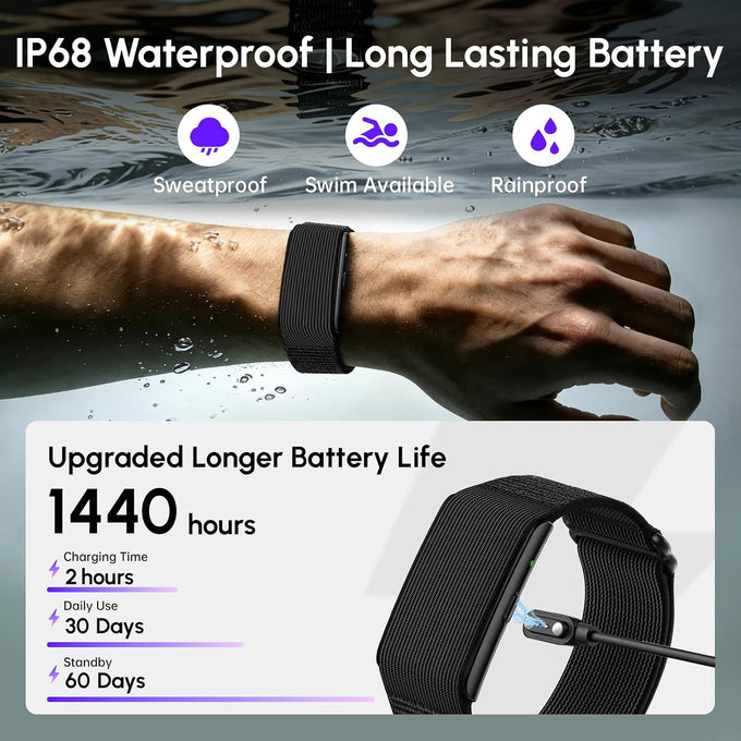 Screenless Fitness Smart Bracelet,24/7 Sleep & Health Tracker