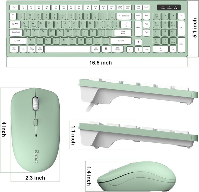 Wireless Keyboard and Mouse Combo Silent for Office and Home(Avocado Green)