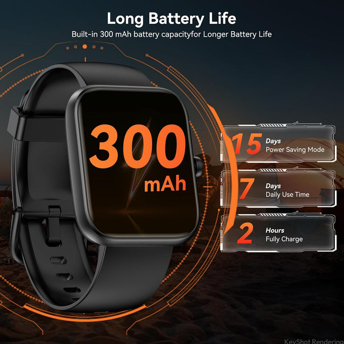 Smart Watch with Alexa Built-in, 1.83" HD Touchscreen Fitness Tracker, Bluetooth Notifications, IP68 Waterproof, 120+ Sport Modes, 24/7 Heart Rate & Sleep Monitor for iPhone Android iOS (Black)