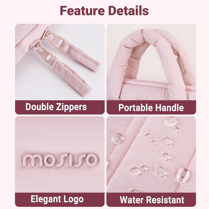 MOSISO Laptop Case 13.3 inch,13-13.3 inch Puffy Laptop Sleeve, Pink