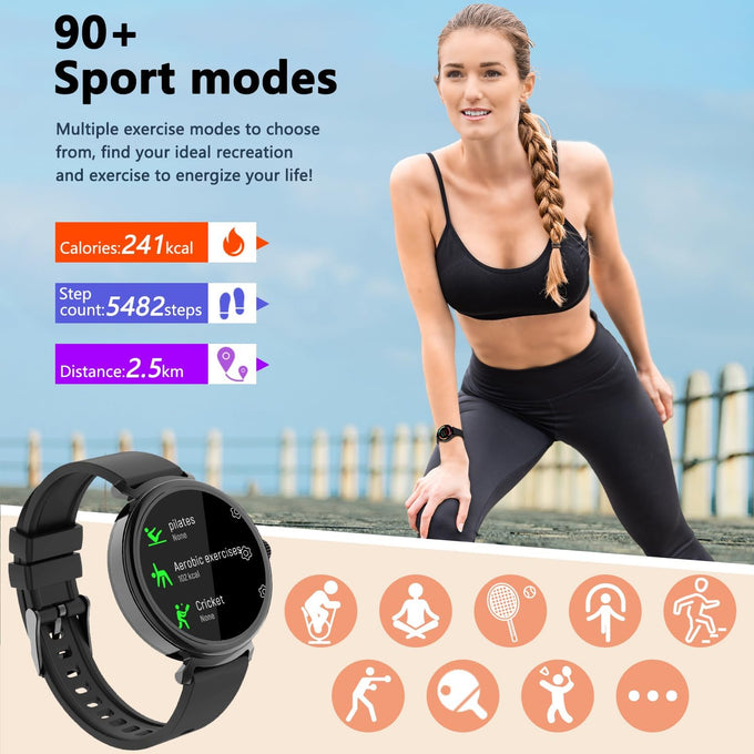 Smart Watch for Women with Answer/Make Call,1.27" HD Waterproof with DIY Faces,Fitness Tracker Smart Watch with Heart Rate,SpO2,Sleep Monitoring Compatible with iOS/Android
