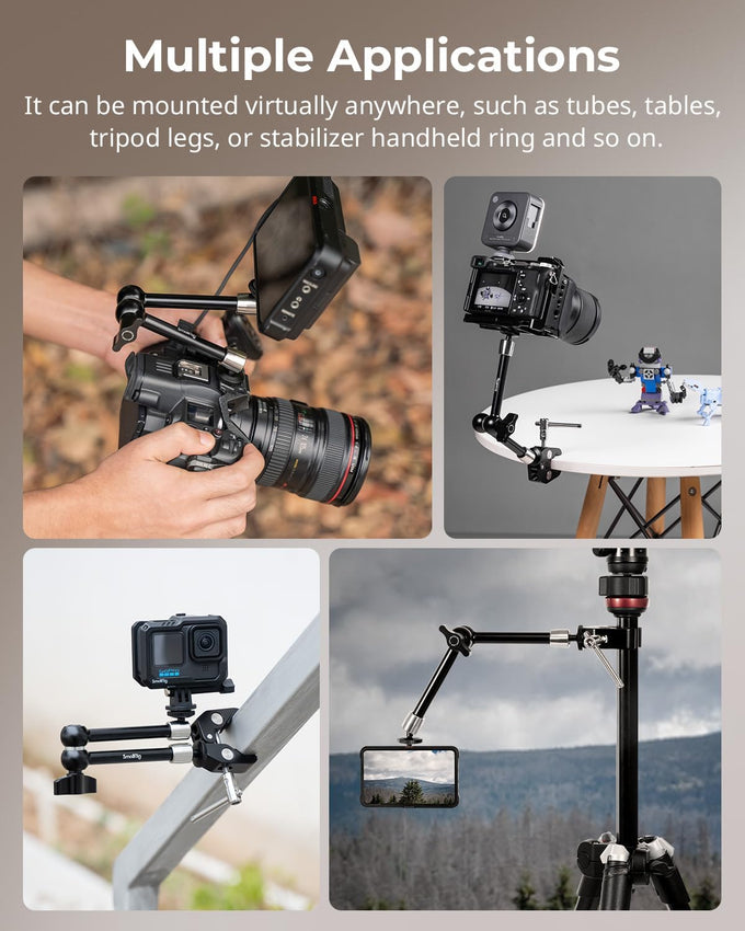 SMALLRIG 9.8 Inches Magic Arm Clamp Kit with 1/4" and 3/8" Threaded Holes