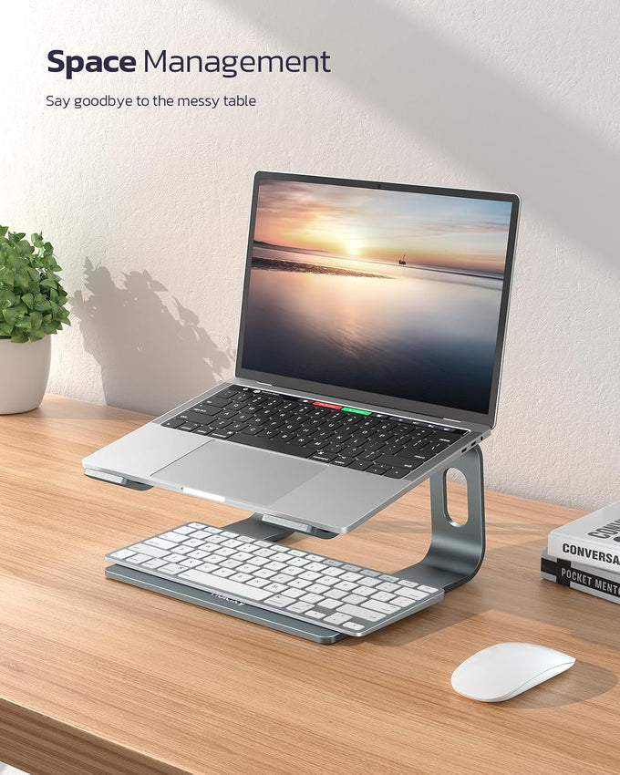 Nulaxy Full Aluminum Laptop Stand, Stable Support to 22 lbs, Open Cooling