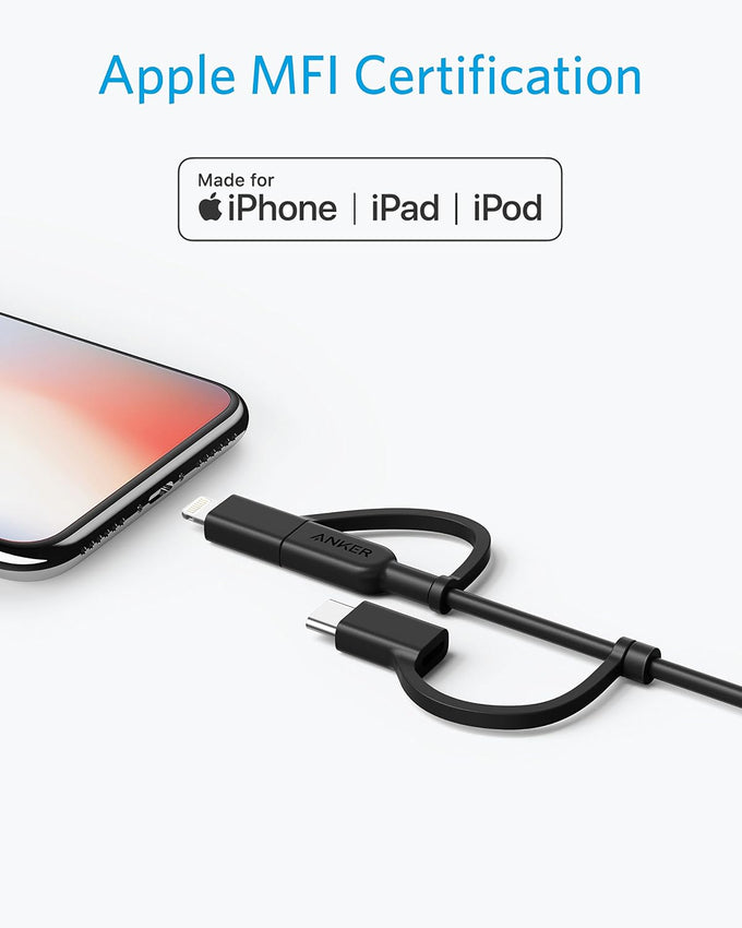 Anker Powerline II 3-in-1 Lightning, USB C, Micro USB Cable