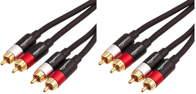 Amazon Basics 2 RCA Stereo Audio Cable for Hi-Fi System, Amplifier, Active Speakers or Subwoofer with Gold-Plated Plugs, Digital Audio Compatible, 4 Feet, Black