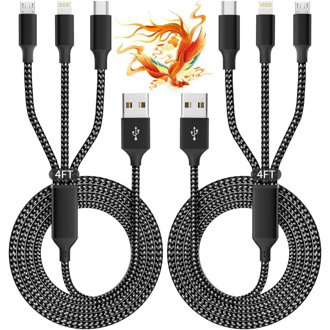 4 in 1 Multi Charging Cable Fast Charging 65W, USB C Cable with E-Mark Chip