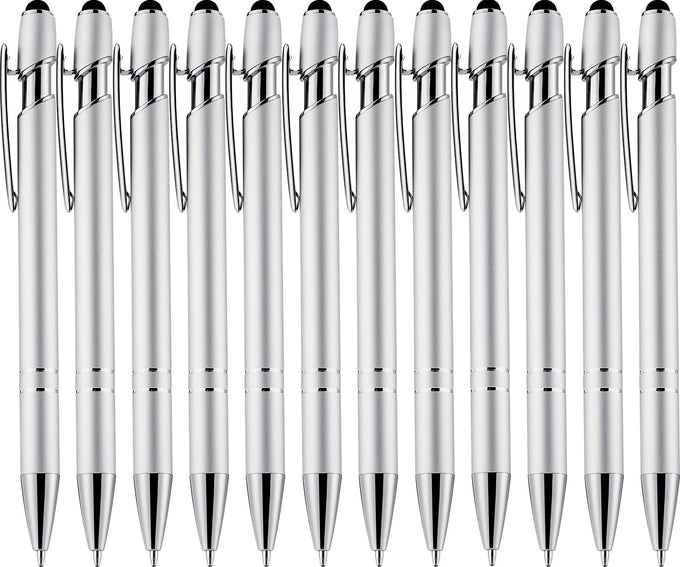 LINFANC 12 Pack Nice Black Pens Ballpoint Pens Stylus Pen for Touchscreen