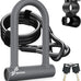 Sportneer Bike Lock: Heavy Duty Anti Theft Bike U Lock with 5ft Security Steel Cable - 17mm Shackle Bicycle U-Locks with 2 Keys & Mounting Bracket for Road Mountain Bike, Size 7.76''x5.02'', 1.64lb