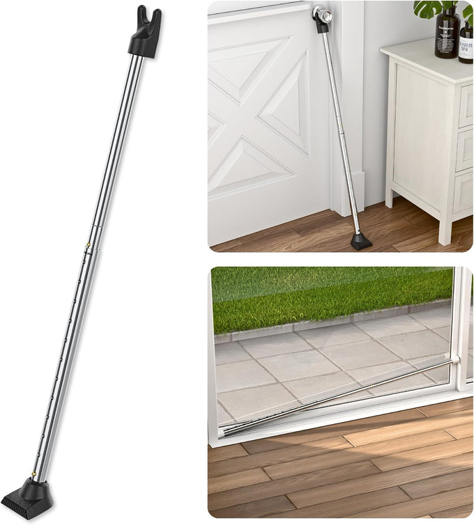 SecurityMan 2-in-1 Door Security Bar & Sliding Patio Door Security Bar (2 Pack) via Interchangeable Caps - Constructed of High Grade Iron - Black