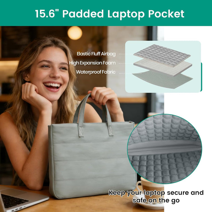 Laptop Bag for Women/Men, Water-Repellent Fabric, Compatible MacBook Pro 16 Inch, 15.6 Inch HP, Dell, Acer Aspire, Asus Notebook, Lightweight Laptop Shoulder Bag Carrying Case, Mint Green