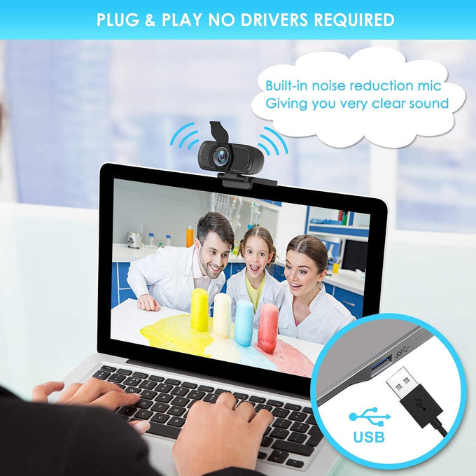 XPCAM HD 1080p Webcam with Microphone,USB Web Camera for Computer PC Laptop