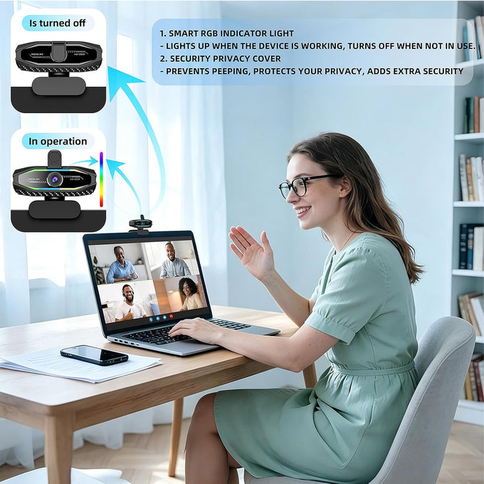 1080P HD Webcam with Microphone, USB Computer Camera for Laptop PC Desktop