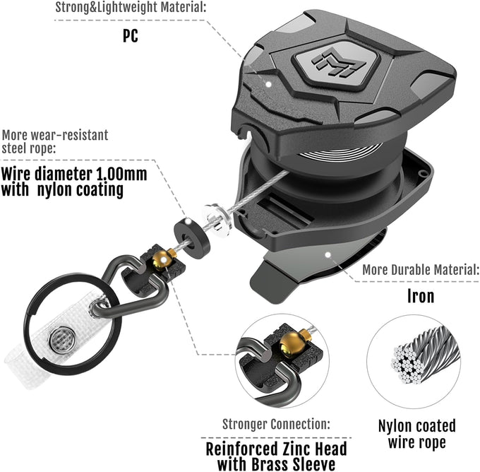 MNGARISTA Heavy Duty Retractable Badge Reel, 8 oz 31.5'' Keychain, 2 Pack