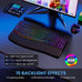 COLIKES Wireless Ergonomic Keyboard, Backlit Keyboard Silent with 15 RGB Lighting Effects, Leather Wrist Rest, 2500mAh Rechargeable, Multimedia Keys, Wave Keyboard for PC Computer Laptop Windows Mac