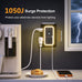 Wall Outlet Extender with Night Light, Power Plug Adapter 6 Outlet Extender with 4 USB Charging Ports（2 USB C）,1050J Power Strip Multi Plug Adapter Spaced for Home Office Travel-Black-ETL