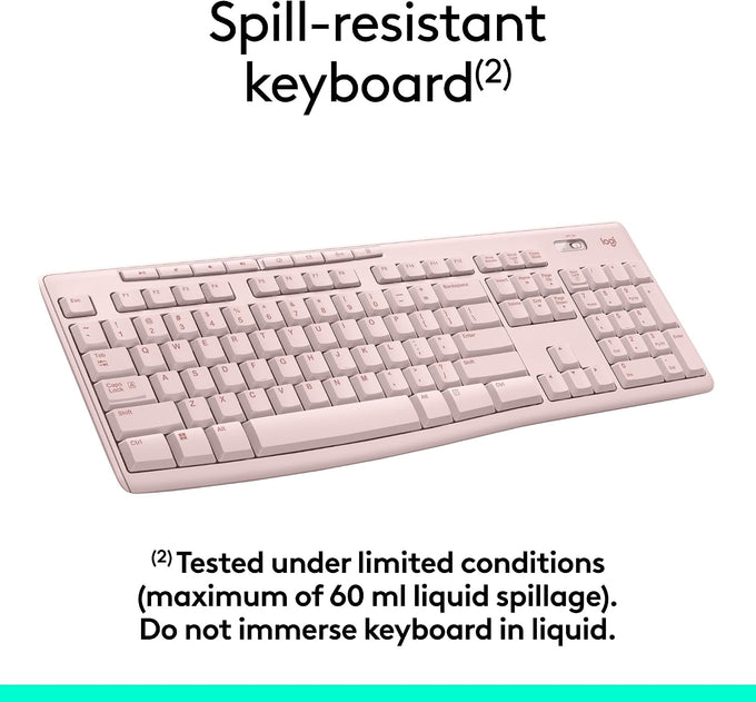 Logitech MK270 Full Size Wireless Keyboard and Mouse Combo - Rose