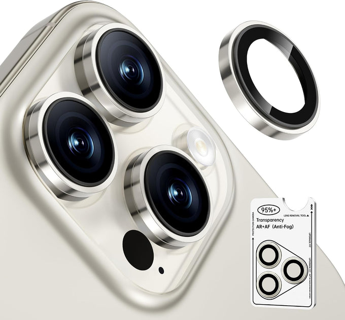 2 Pack Camera Lens Protector for iPhone 17 Pro Max/17 Pro/16 Pro Max/16 Pro/15 Pro Max/15 Pro/14 Pro Max/14 Pro [1:1 Invisible Fit] Military Grade Glass & Metal Camera Cover, Sliver