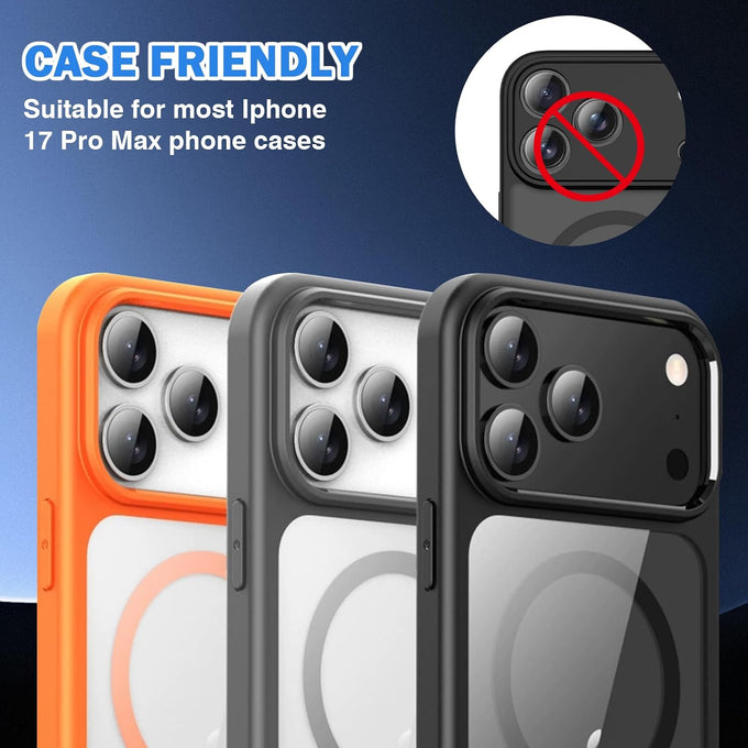 1 Pack Compatible for iPhone 17 Pro Max Camera Lens Protector Glitter, Bling Diamond Ring Anti-scratch 9H Tempered Lens Cover Easy Installation iPhone 17 Pro Max Lens Protector-Diamond Orange