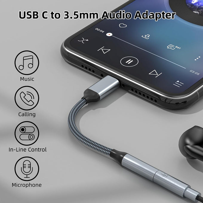 2 Pack USB C to 3.5mm Audio Adapter, USB C to Aux Female Dongle Cable Cord