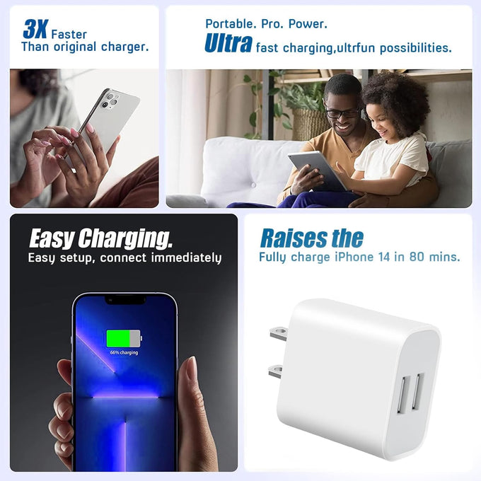 USB Wall Charger,4 Pack Dual Port Plug Adapter,Wall Outlet Charging Block