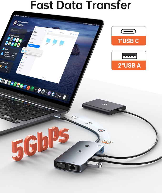 Selore USB C Docking Station Dual Monitor,Laptop Docking Station 3 Monitors