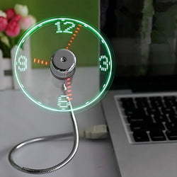 LED USB Clock Fan with Real Time Display Function,Stocking Stuffers for Men Christmas Gadgets,Father's Gifts,1 Year Warranty