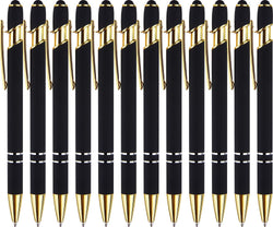 LINFANC 12 Pack Nice Black Pens Ballpoint Pens Stylus Pen for Touchscreen