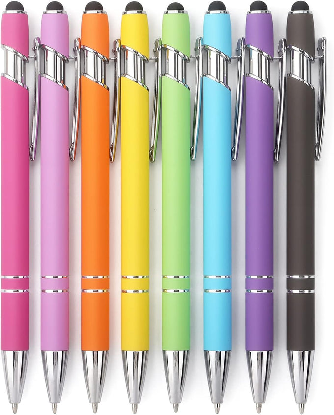 Bribobo 6 Pack Ballpoint Pen 2-in-1 Pen with Stylus tip, 1.0 mm Black Ink