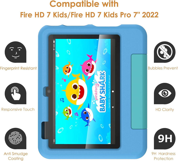 Hianjoo 2-Pack Screen Protectors Compatible with 7 Kids/ 7 Kids Pro Tablet 7" (2022 Release), Tempered Glass [HD Clarity] [9 Hardness] [Easy Installation]