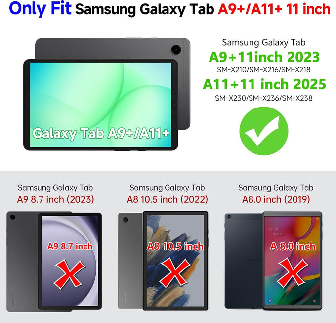 ZtotopCases for Samsung Galaxy Tab A11+ Plus/A9+ 11-Inch 2025/2023, Black