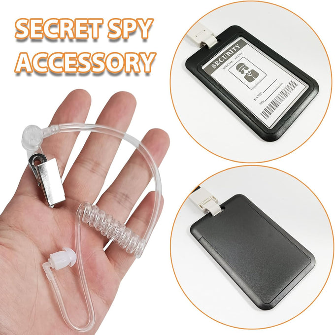 Agent Costume Halloween Security Service Outfit Accessory Secret Spy Costume Props Hat Sunglasses ID card Fake Earpiece Set of 4
