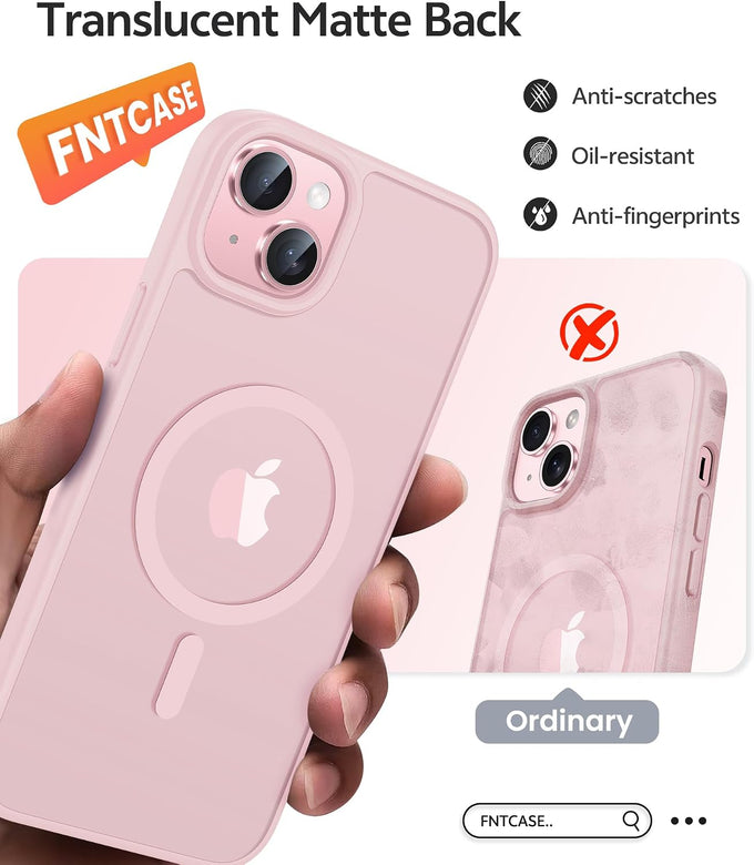 FNTCASE for iPhone 15/14/13 Case, Fit for Magsafe, Glass Screen Protector