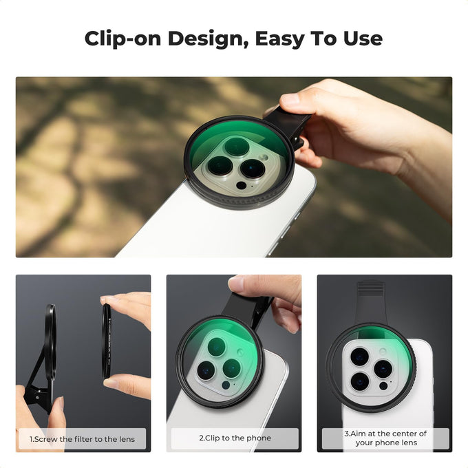 K&F CONCEPT 67mm Clip-on CPL Phone Camera Lens Filter Kit