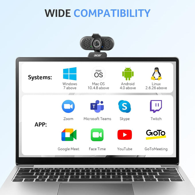 Acer A640 4K Webcam with AI Noise Canceling Mic for Streaming Meetings