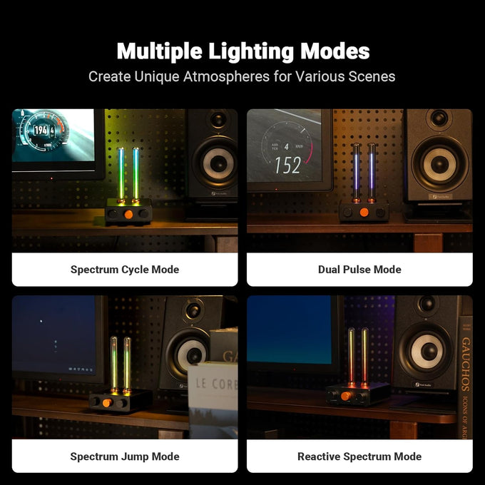 Fosi Audio Music Visualizer, Sound Pickup Spectrum Analyzer, Vintage Tube RGB Ambient Light, Microphone Voice Picking Volume Display Meter for Home Stereo System Desktop, with Sensitivity Adjustment