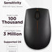 Lenovo 300 Wireless Mouse, Black, Computer Mouse for PC and Laptop with Windows, Ambidextrous Design, 2.4 GHz Nano USB Receiver, 12 Month Battery Life