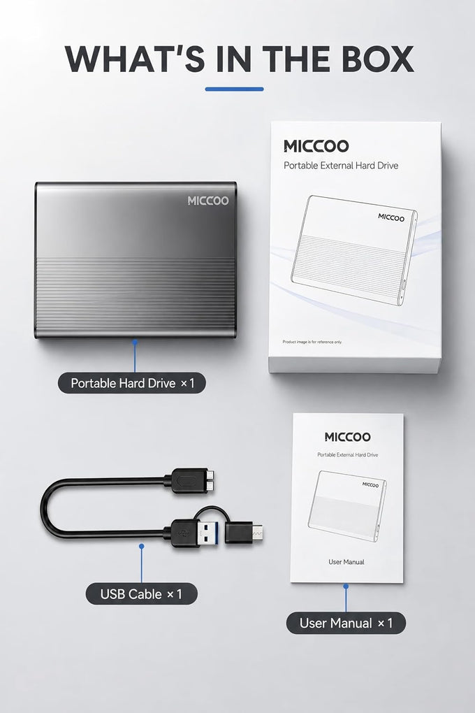 500GB External Hard Drive, Portable HDD Expansion Storage