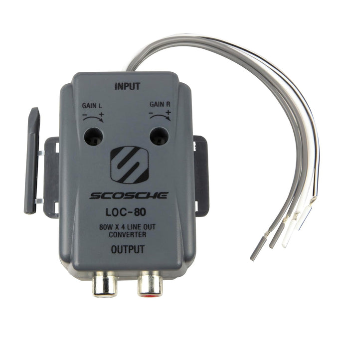 Scosche LOC2SL Line Output Converter with Remote Control Knob - 2CH High/Low RCA Converter Car Audio - Ideal for Subwoofer Amp - Line Level Converter for Car Stereo - Easy Installation - Quality Sound
